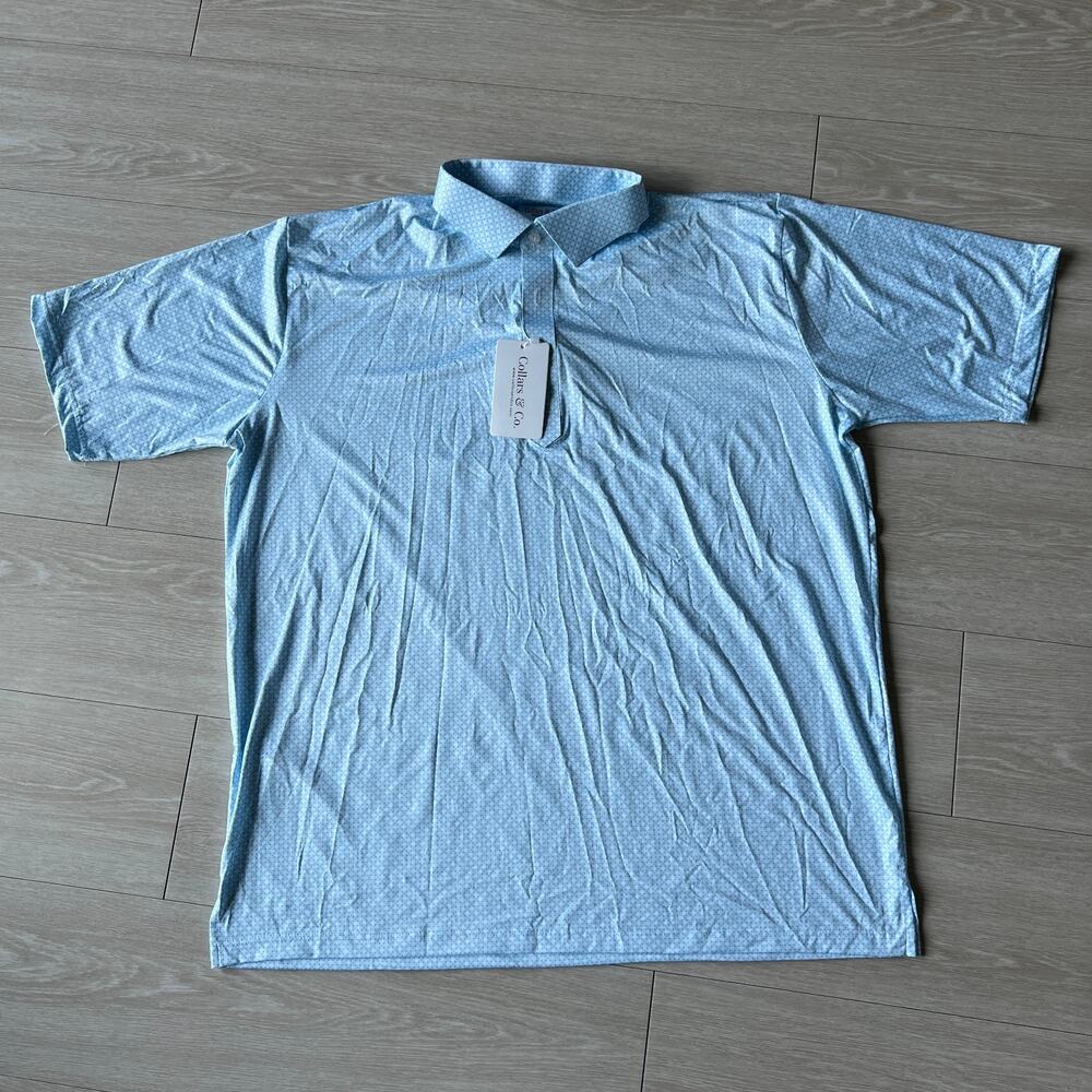 Collars & Co Dress Collar Polo Featherweight Mens 2XL Ocean Key Blue